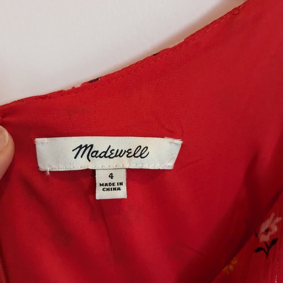 Madewell Ruffle-Strap Wrap Red Floral Maxi Dress Prairie Posies - Picture 4 of 4